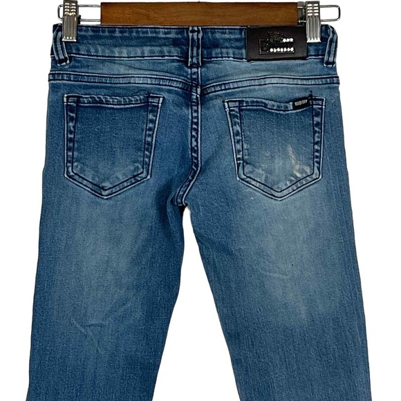 Burberry London Girls Skinny Jeans Blue Wash Size 26 Rhinestone Logo - Picture 6 of 15